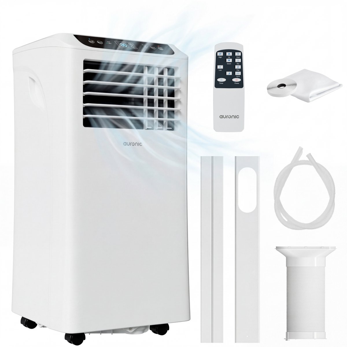 Auronic Mobiele Airco - 10.000 BTU - 4-in-1 - Airconditioning met 2 Raamafdichtingskits - Ventilator - Ontvochtiger - Tot 25m² - Wit